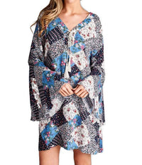 Velzera - Floral Patchwork Print Mini Dress