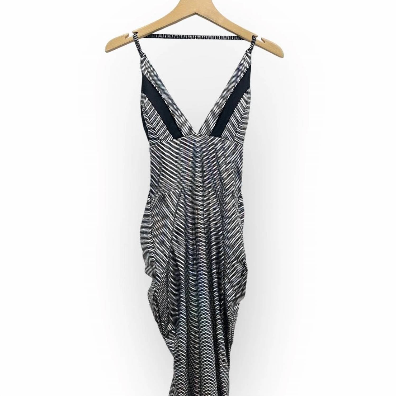 Jessica Angel - Deep-v Strappy Cold Back Metallic Mermaid Prom Dress