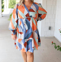 umgee Autumn is in the Air Colorblock Dress in the air colorblock dress in blue multi - women's dress