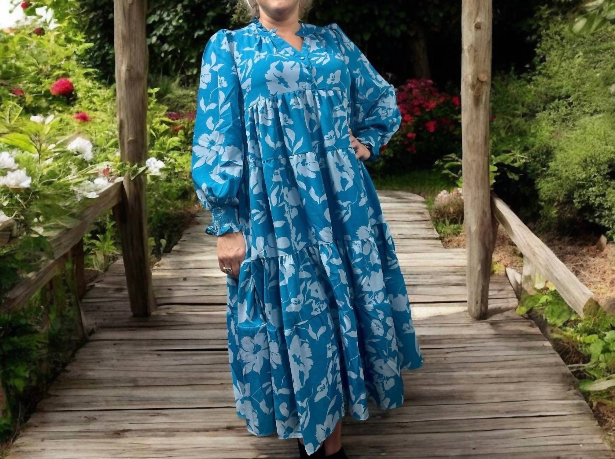 Umgee - Tiered Floral Print Dress