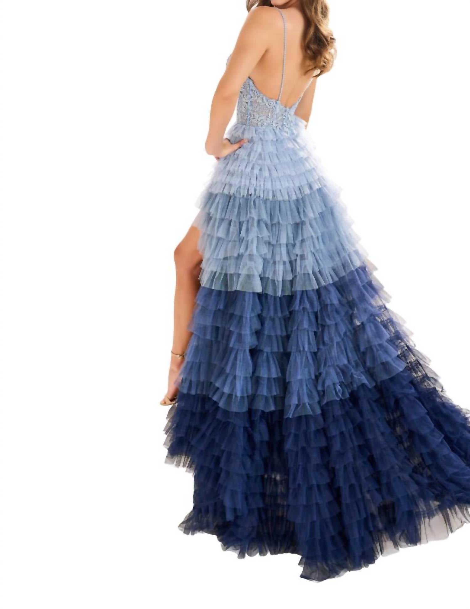 Ellie Wilde - Ombre Layered Tulle A-line Prom Dress