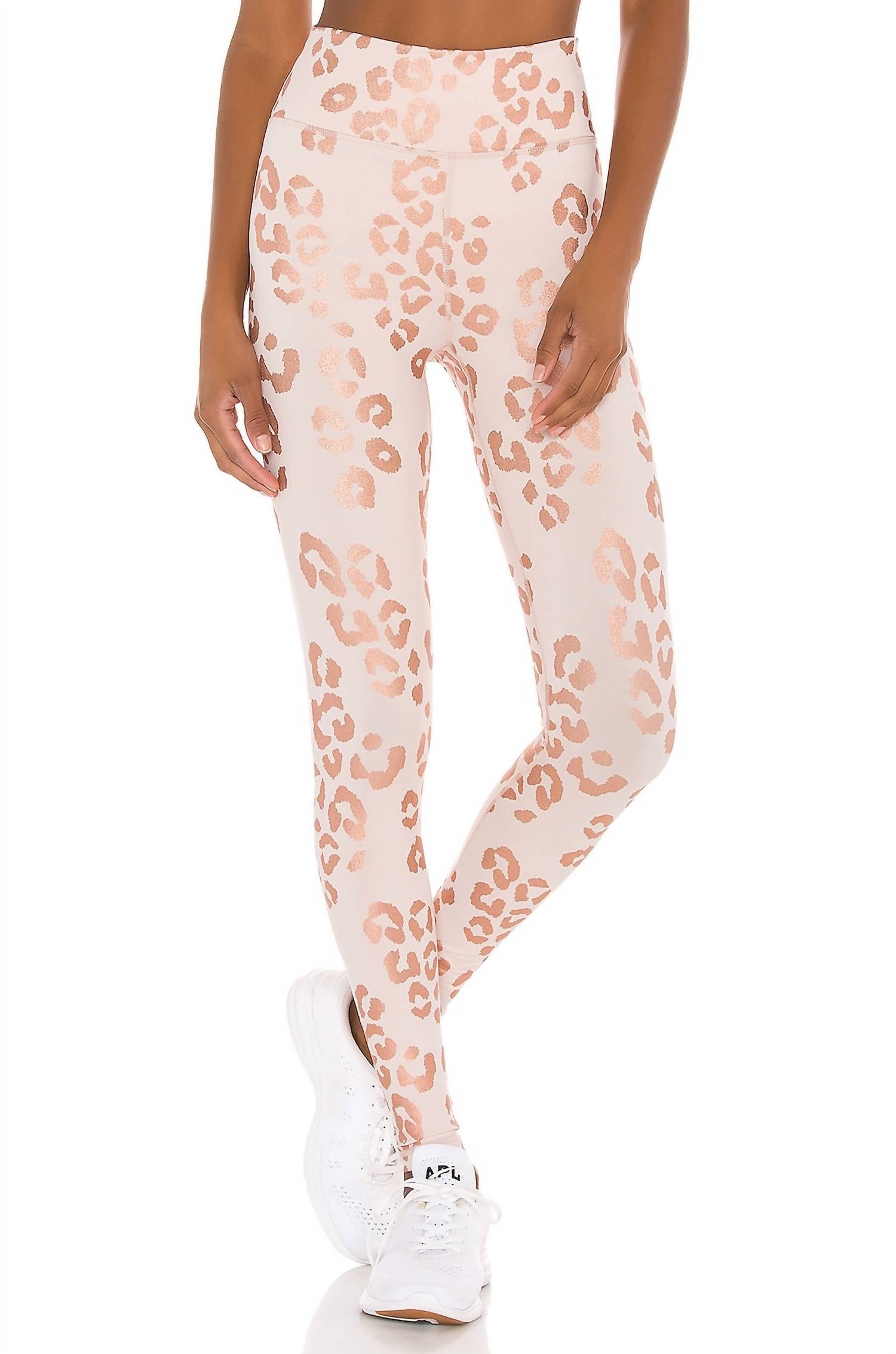 SPIRITUAL GANGSTER Essential High Waist Legging in rose gold lux cheetah print - women's pants