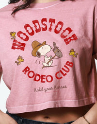 Girl Dangerous - Peanuts Woodstock Rodeo Club Cropped Boyfriend Tee