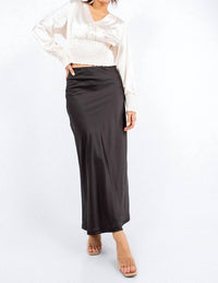 Paparazzi - Stretch Satin Solid Surplice Smock Crop Top