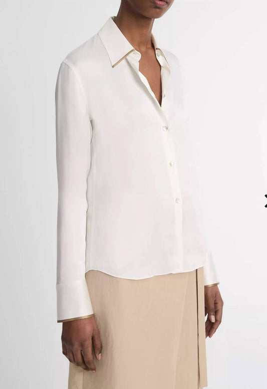 Vince - Silk Tipped Long Sleeve Blouse
