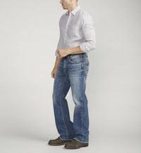 Silver Jeans Co Zac Relaxed Fit Straight Leg Jeans in medium indigo wash - men's jeans - detail view
