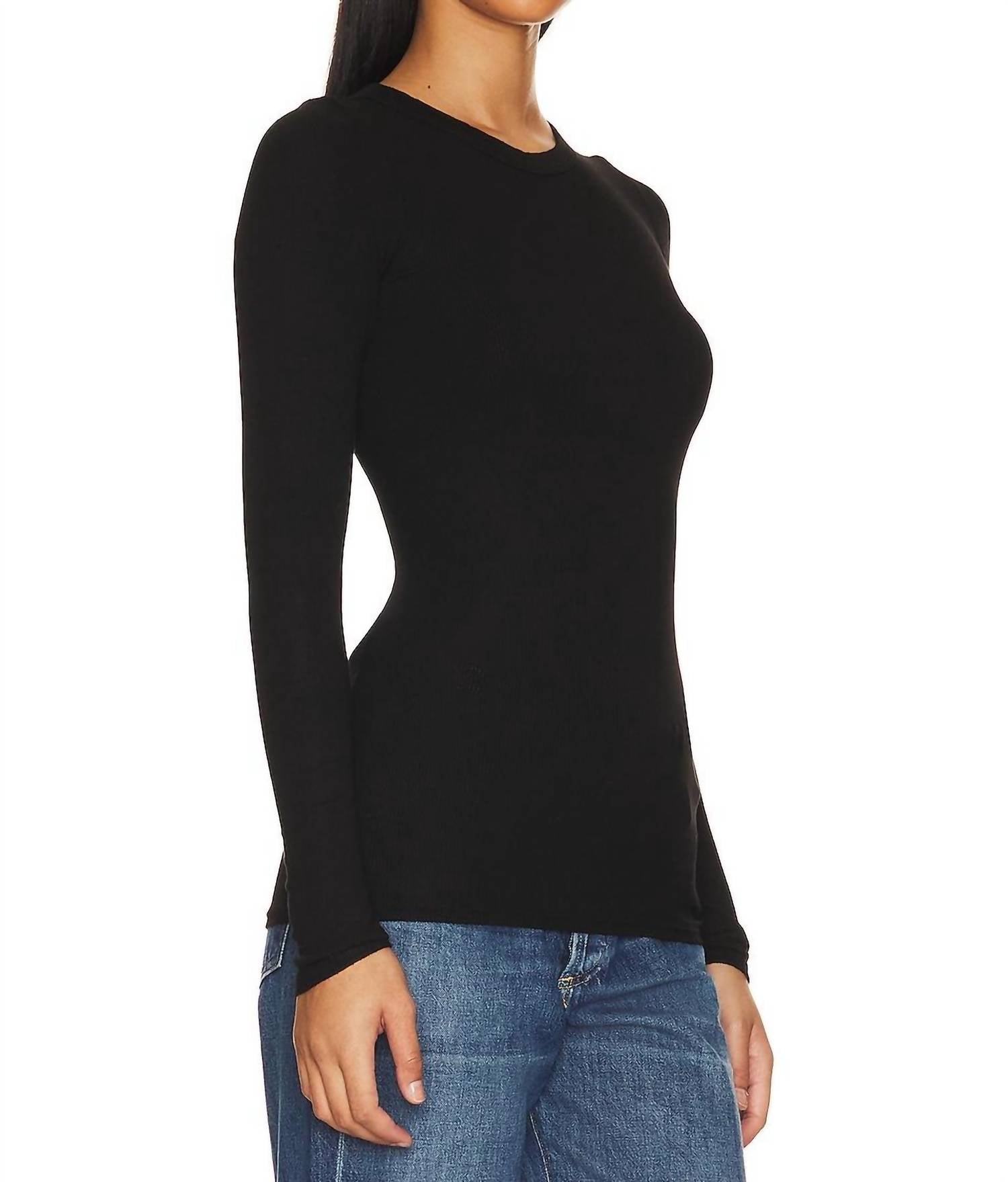 Enza Costa - Slit Neck Long Sleeve Crew Top