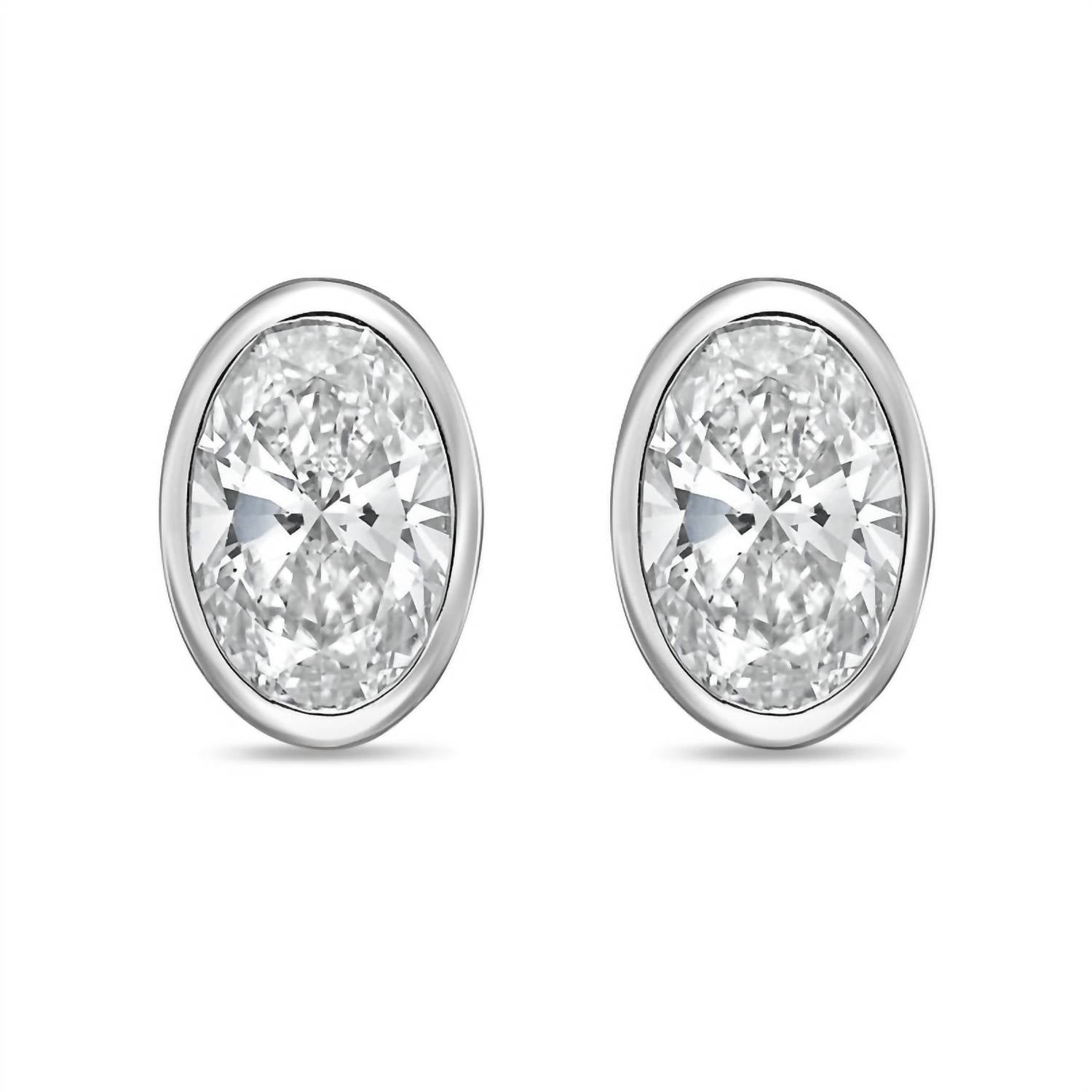 Diana M Jewels - Women's Oval Lab-grown Diamond Stud Earrings (7.00 Tcw) - Elegant