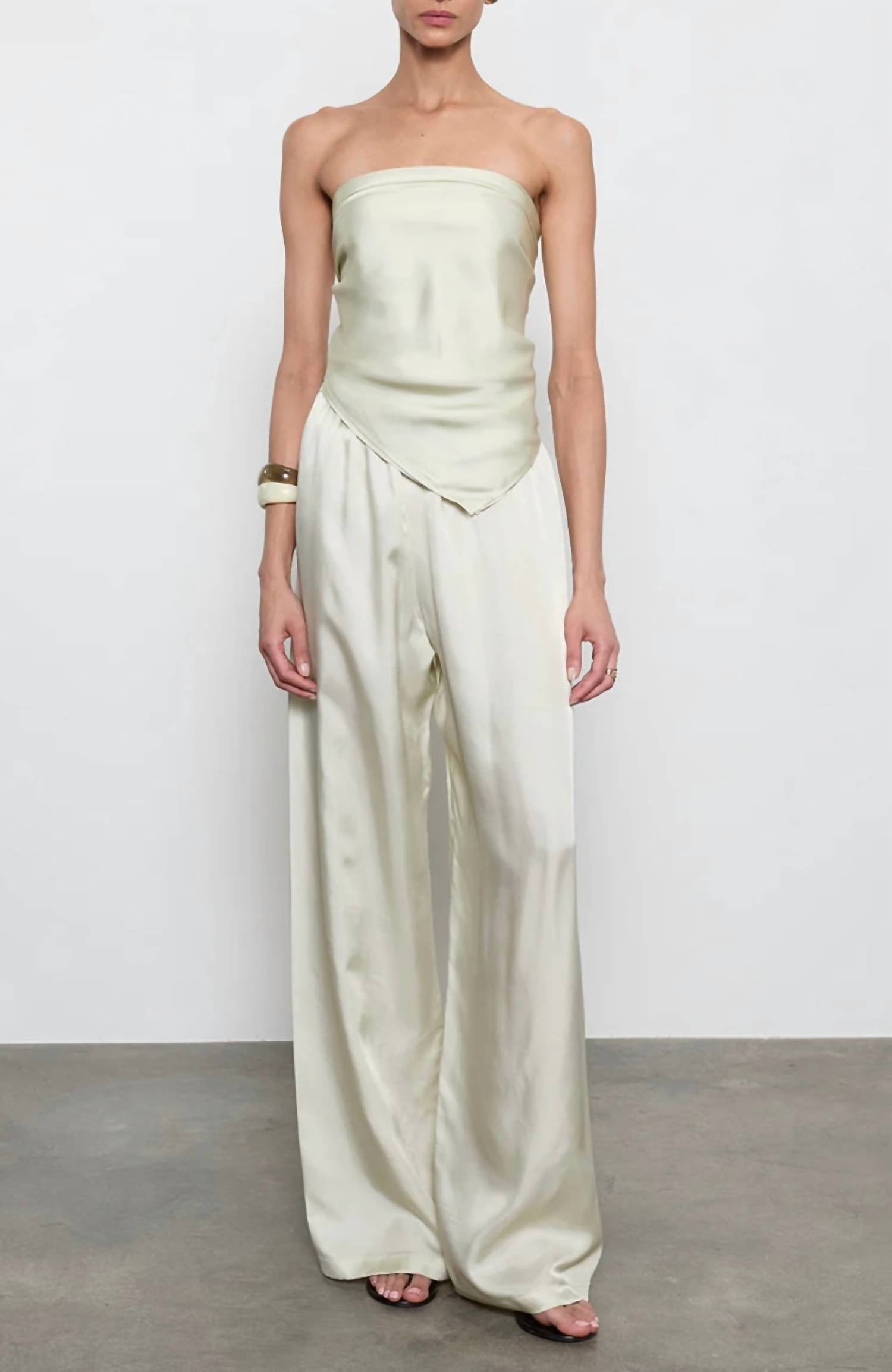 Enza Costa Beach Glass Fluid Twill Pant in white - women's pants