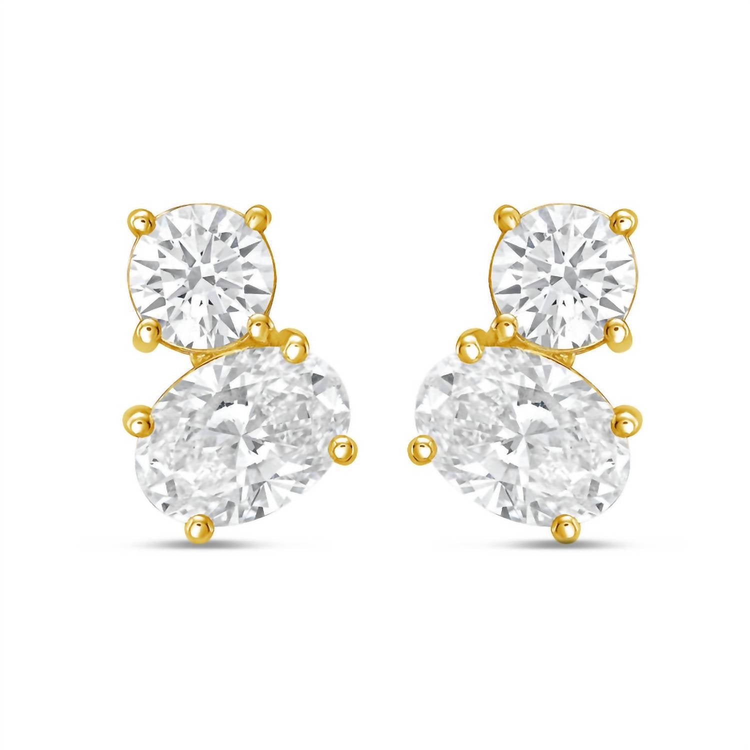 Diana M Jewels - Women's Round & Oval Lab-Grown Diamond Stud Earrings (8.00 Ct) - Elegant Plus