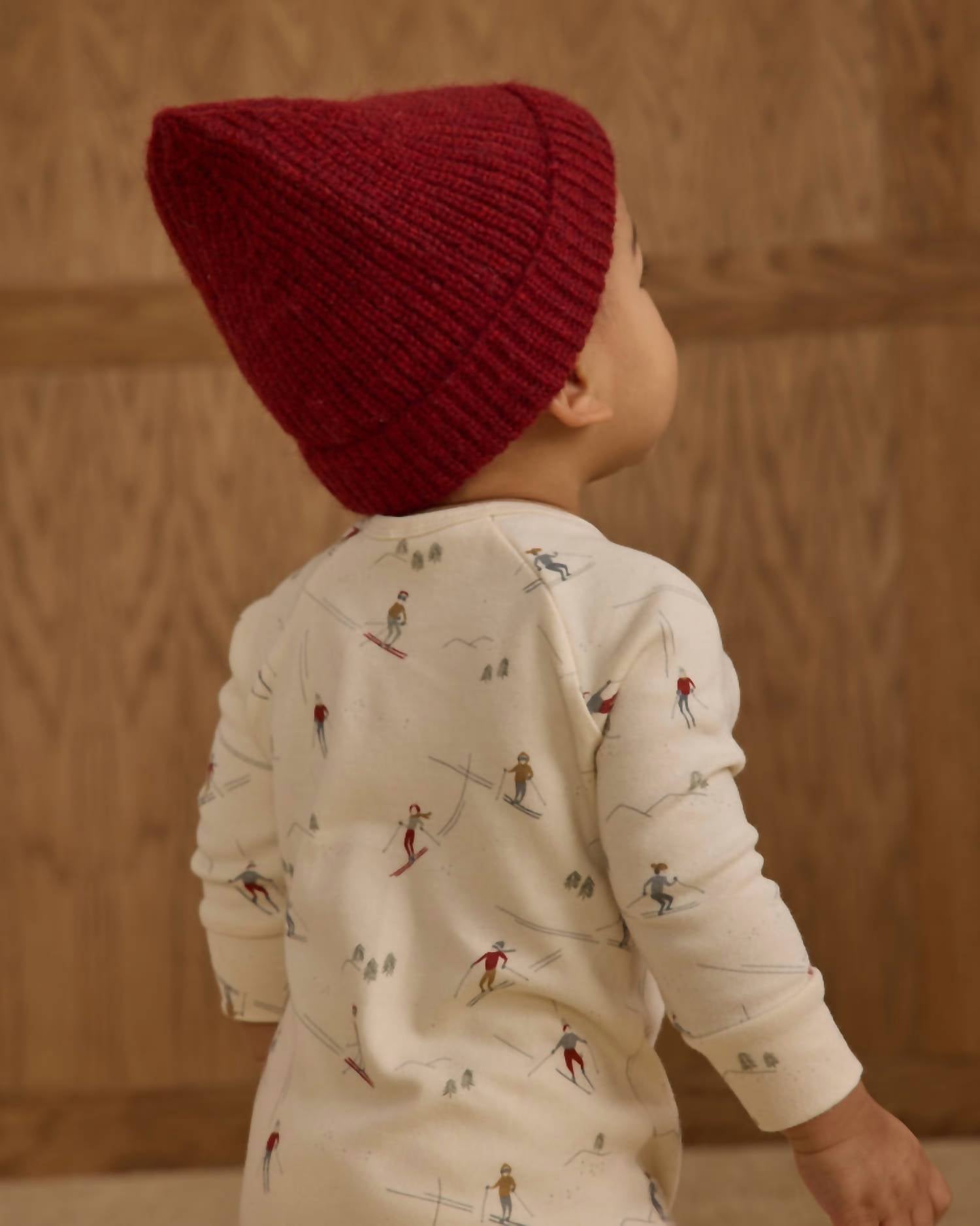 Rylee + Cru Organic Long John Pajamas in natural - kids' sleepwear - detail view
