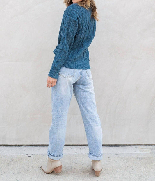 Lovestitch - Cable Knit Mock Neck Cozy Sweater
