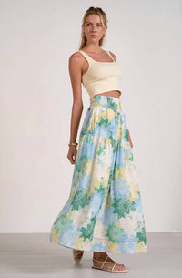 Elan - Watercolor Smocked Waist Maxi Skirt