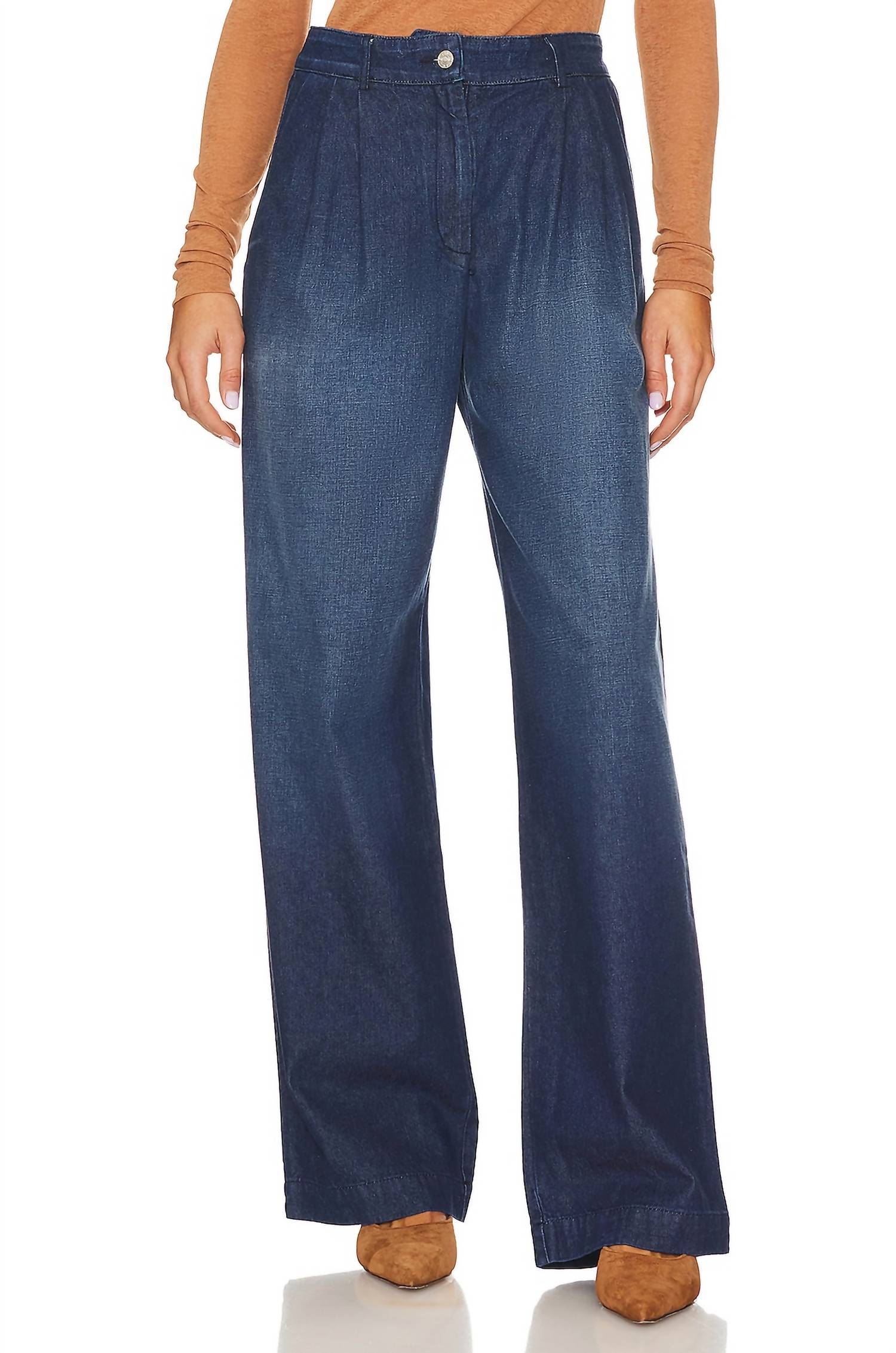 Eb Denim - Swan Pleated Wide Leg Denim Trousers