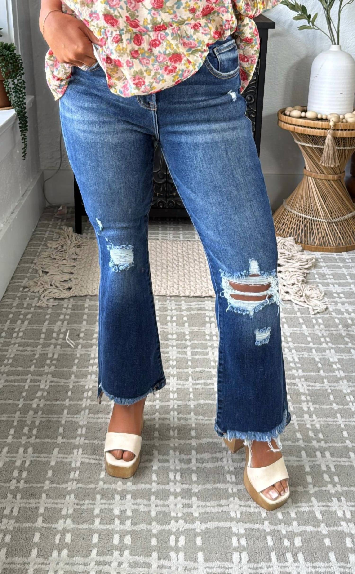 Risen - Corey Cropped High Rise Flare Jeans