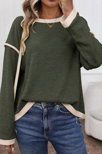 Shewin - Knit With Contrast Trim Top - Plus