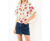 Thml - Short Sleeve Floral Embroidery Detail Top