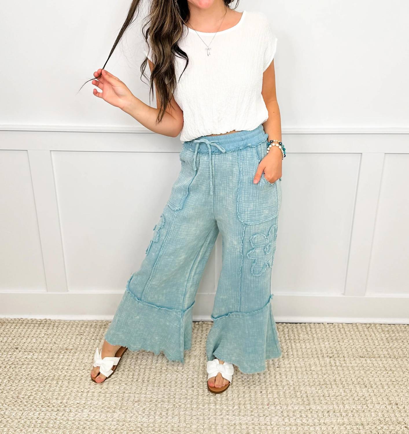 Sage+Fig - Whole Lotta Sass Cotton High-rise Wide Leg Jeans