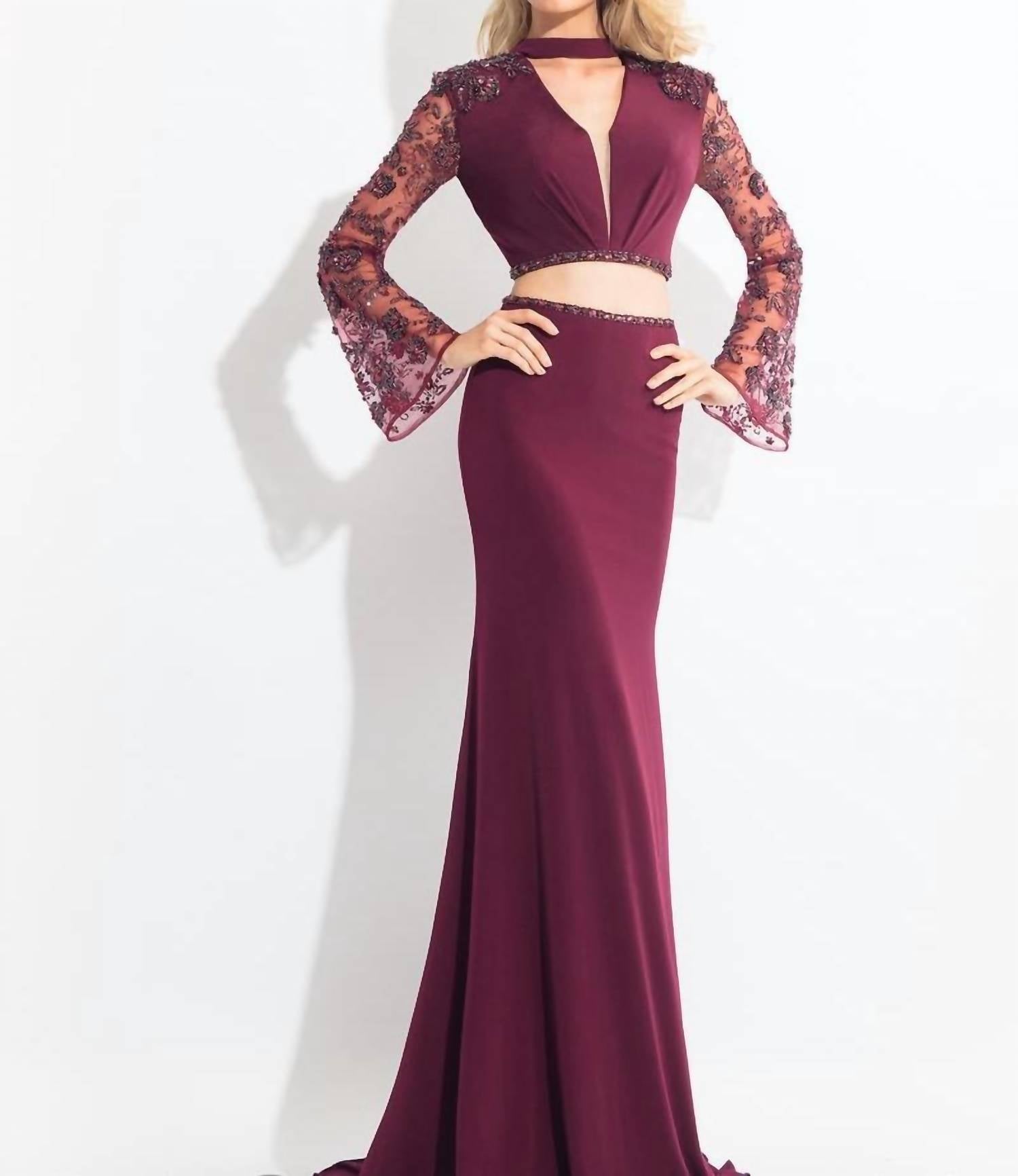 Rachel Allan - Two-piece Jersey Evening Gown