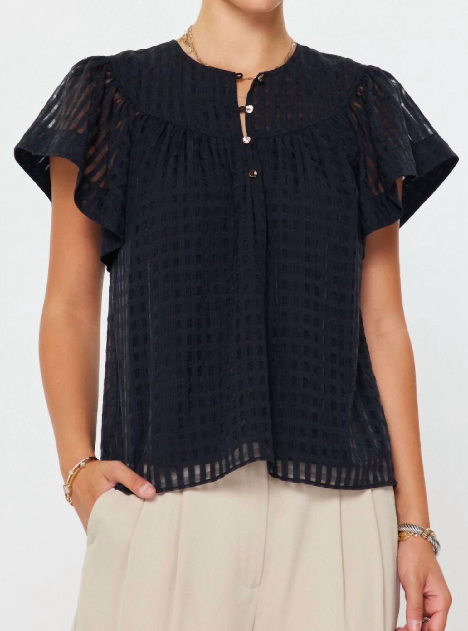 Current Air - Flutter Short Sleeve Blouse