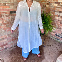 Umgee - Whimsy Crinkle Collared Button Up Maxi Shirt Dress