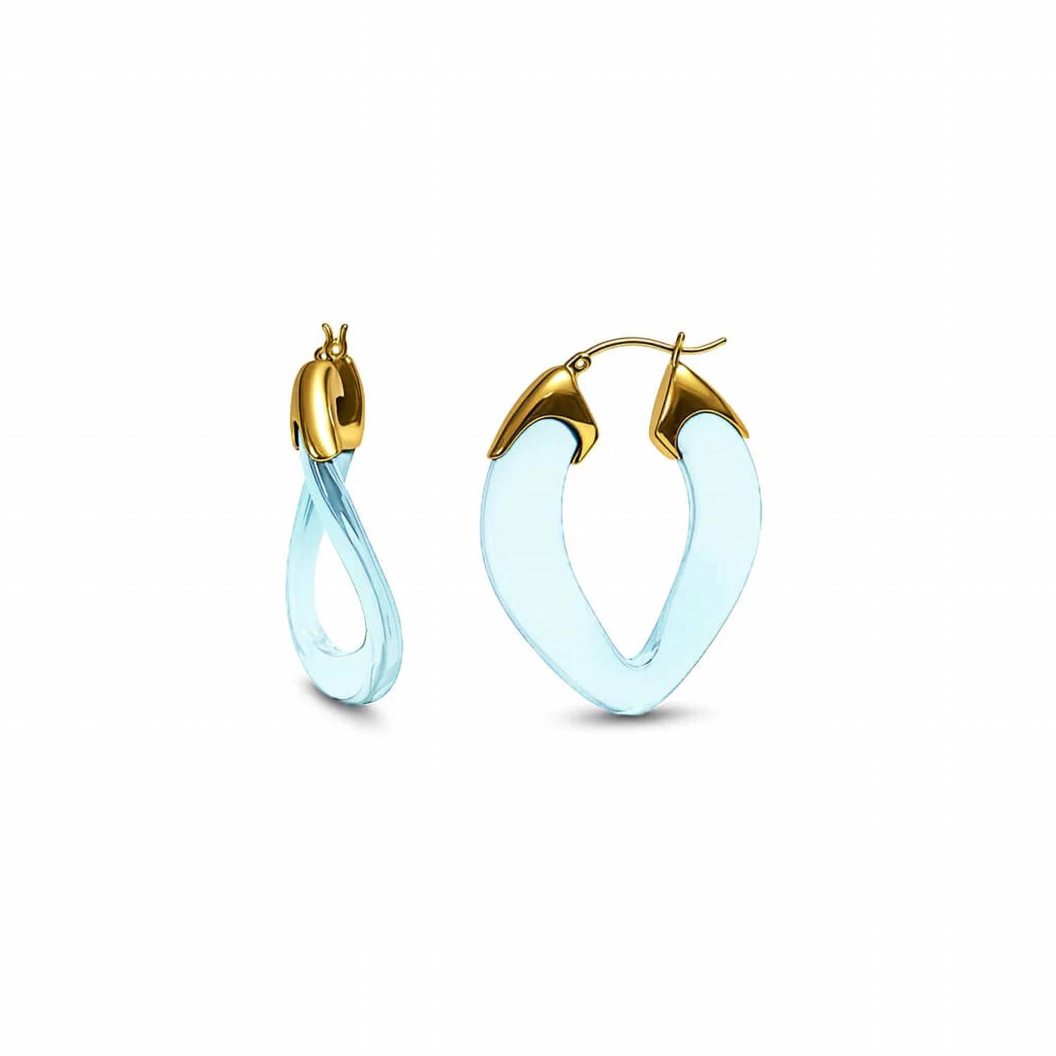 Gold & Honey - Women's Curb Link Lucite Birthstone Hoop Earrings