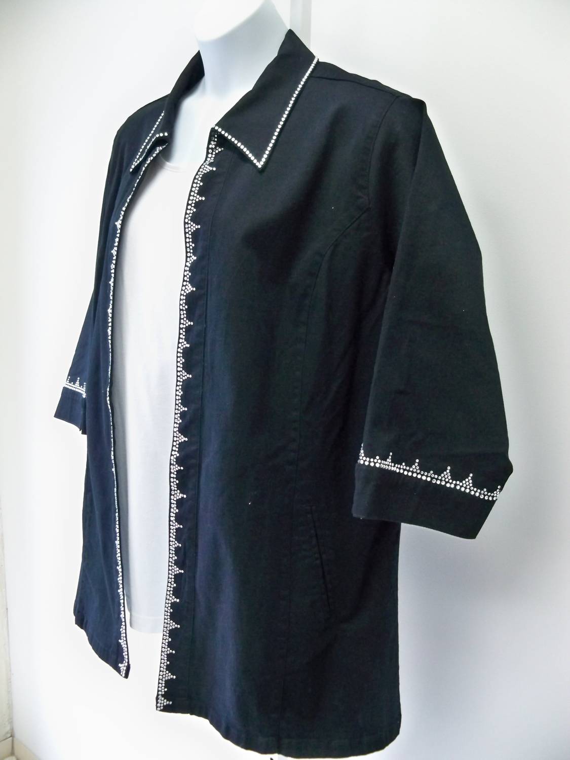 Bleu Bayou - Women's Crystal Trimmed Denim Jacket - Plus