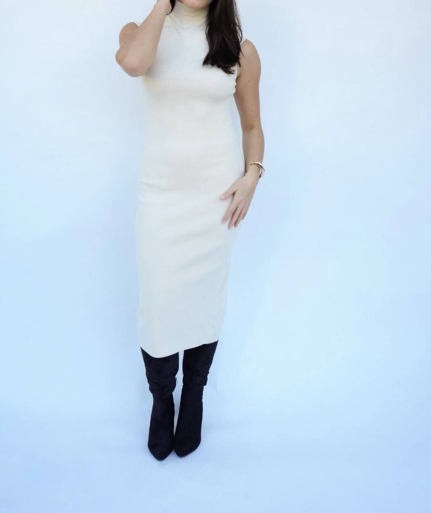 Falcon Park - Cruz Mock Neck Sweater Midi Dress