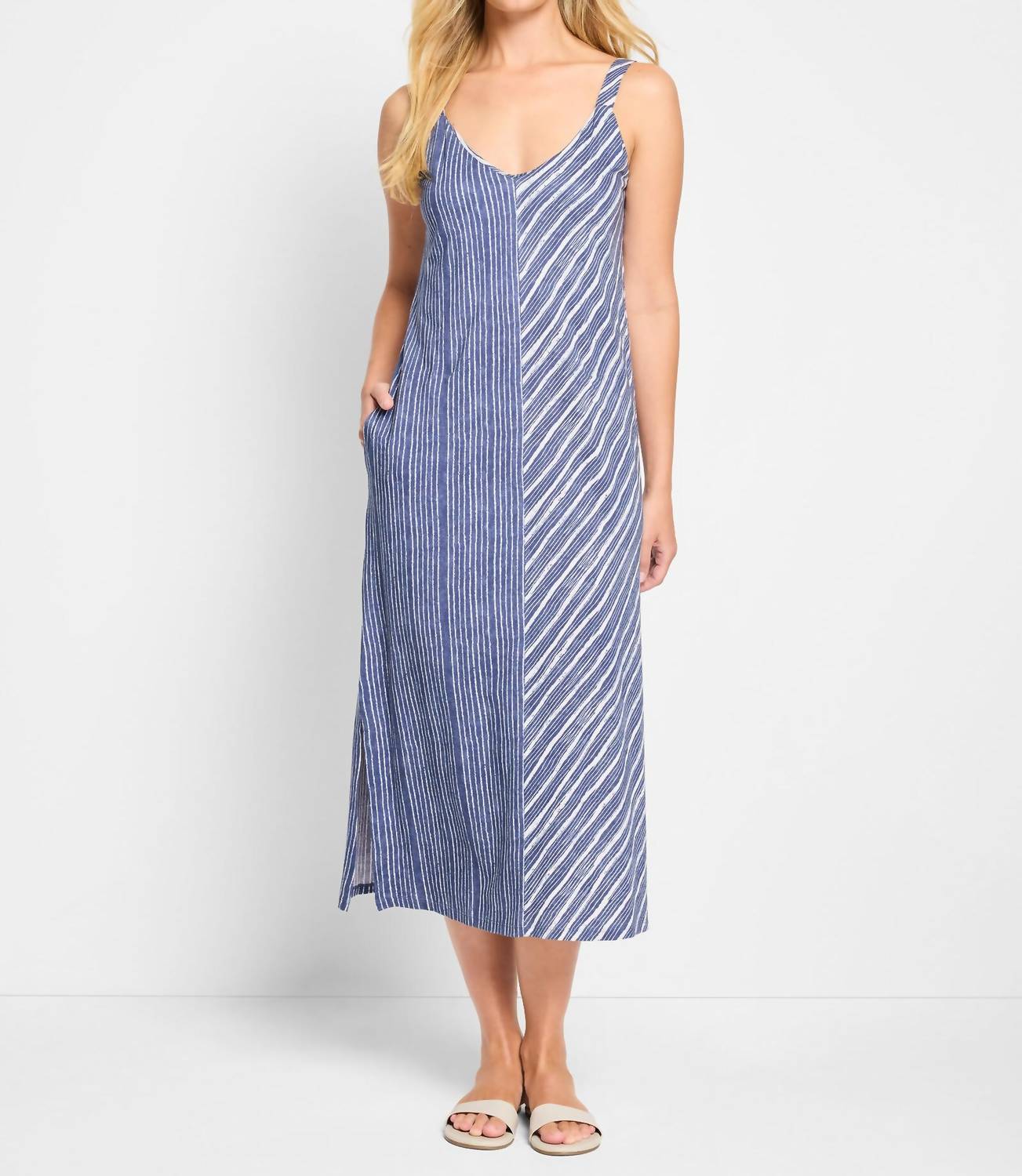 Nic + Zoe - Mixed Stripe V-neck Tank Dress