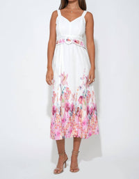 Adelyn Rae - Remi Floral Belted Midi Dress