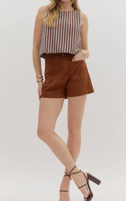 Entro - Solid High Waist Shorts