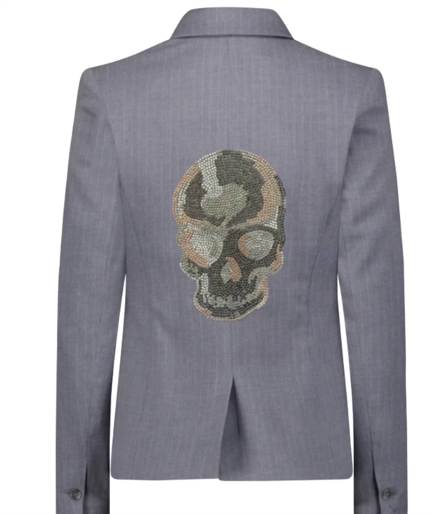 Hipchik - Tonal Crystal Skull Pinstripe Blazer
