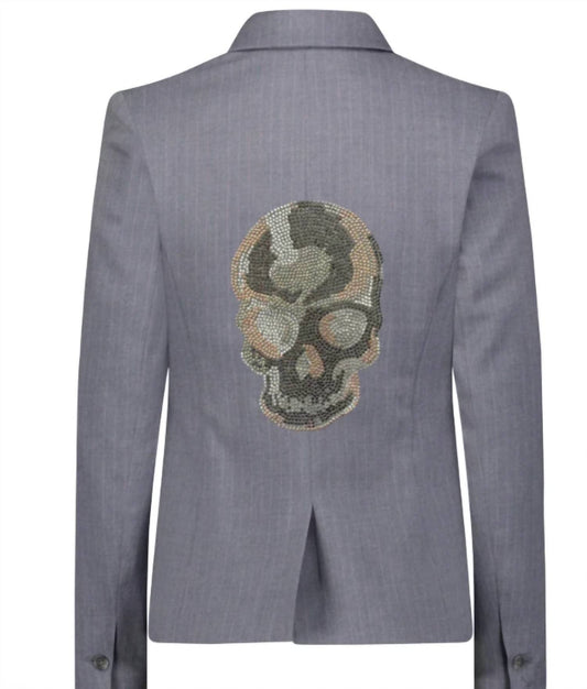 Hipchik - Tonal Crystal Skull Pinstripe Blazer