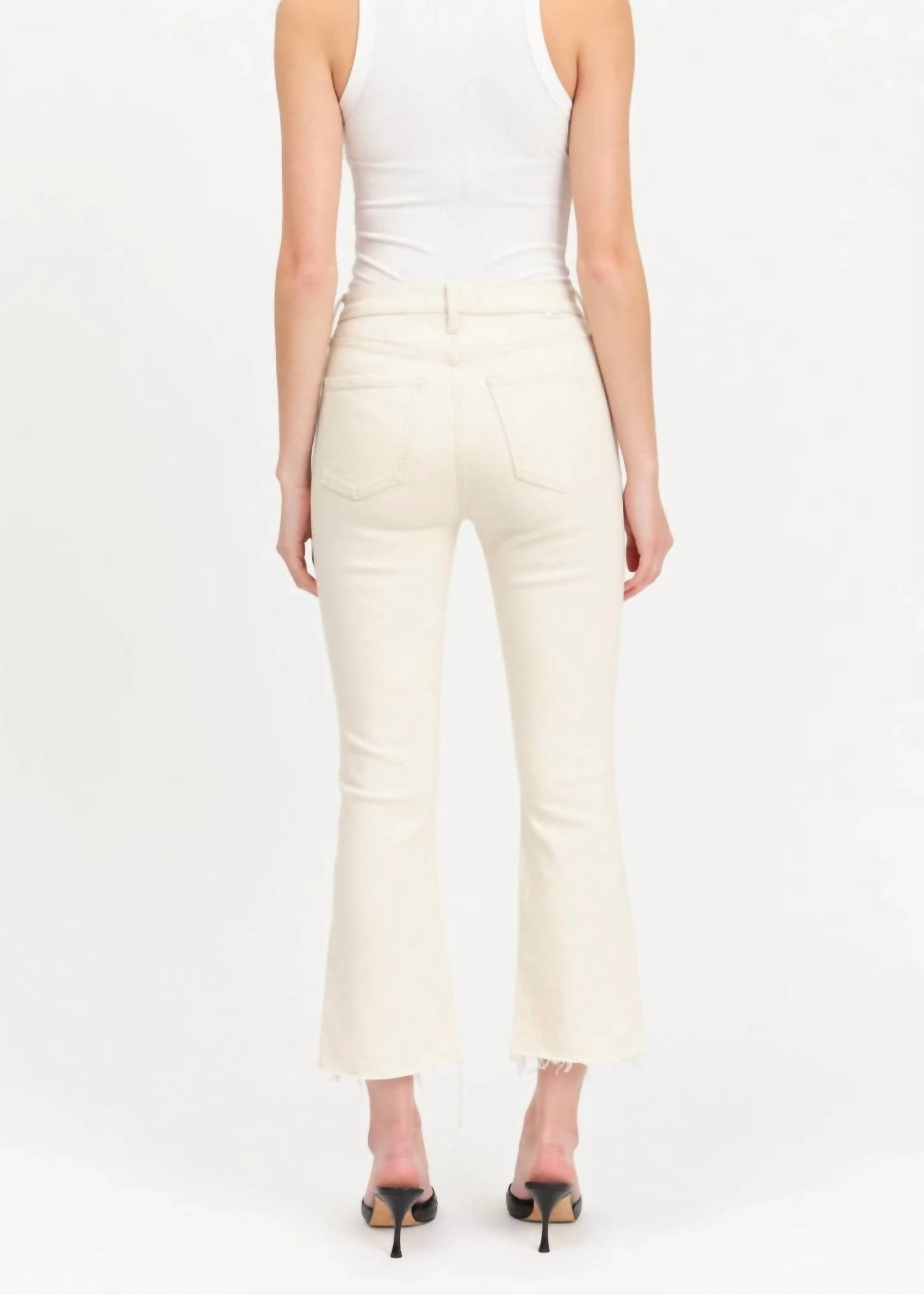 DAZE Shy Girl High Rise Crop Flare Jeans in raw cut in raw cut - women's jeans - alternate view