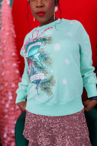 Brianna Cannon Vintage Ornaments Sweatshirt in mint green - women's top - view 5