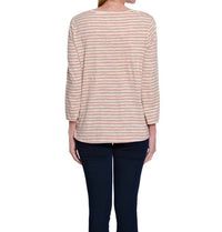 Multiples - 3/4 Sleeve Scoop Neck Top with Shaped Hem