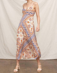 En Creme - Sleeveless Paisley Print Midi Slip Dress