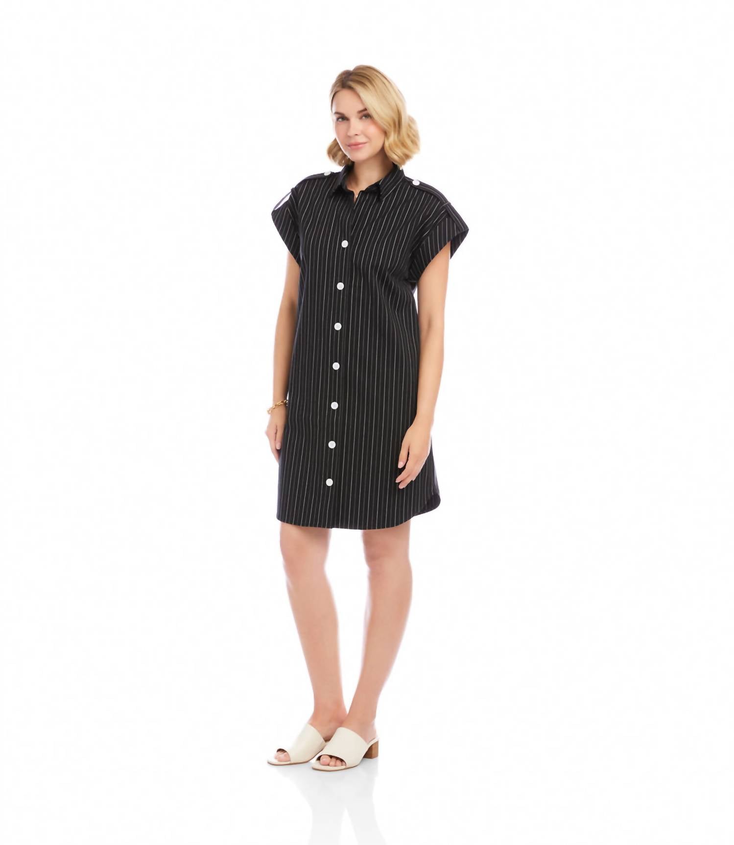 Karen Kane - Stripe Cap Sleeve Shirtdress