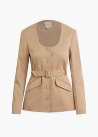 Favorite Daughter Christy Belted Stretch Twill Jacket in oatmeal - women's jacket - view 6