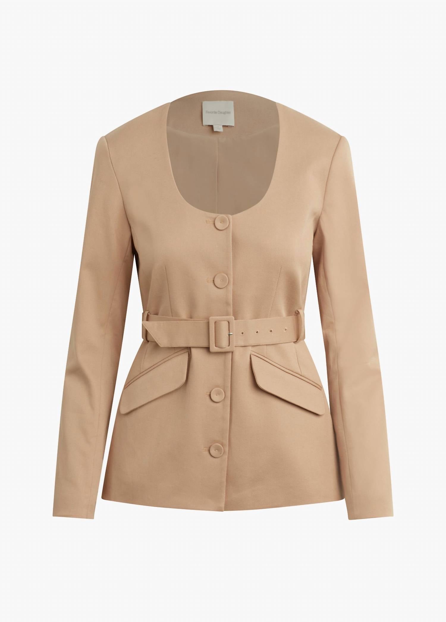 Favorite Daughter Christy Belted Stretch Twill Jacket in oatmeal - women's jacket - view 6