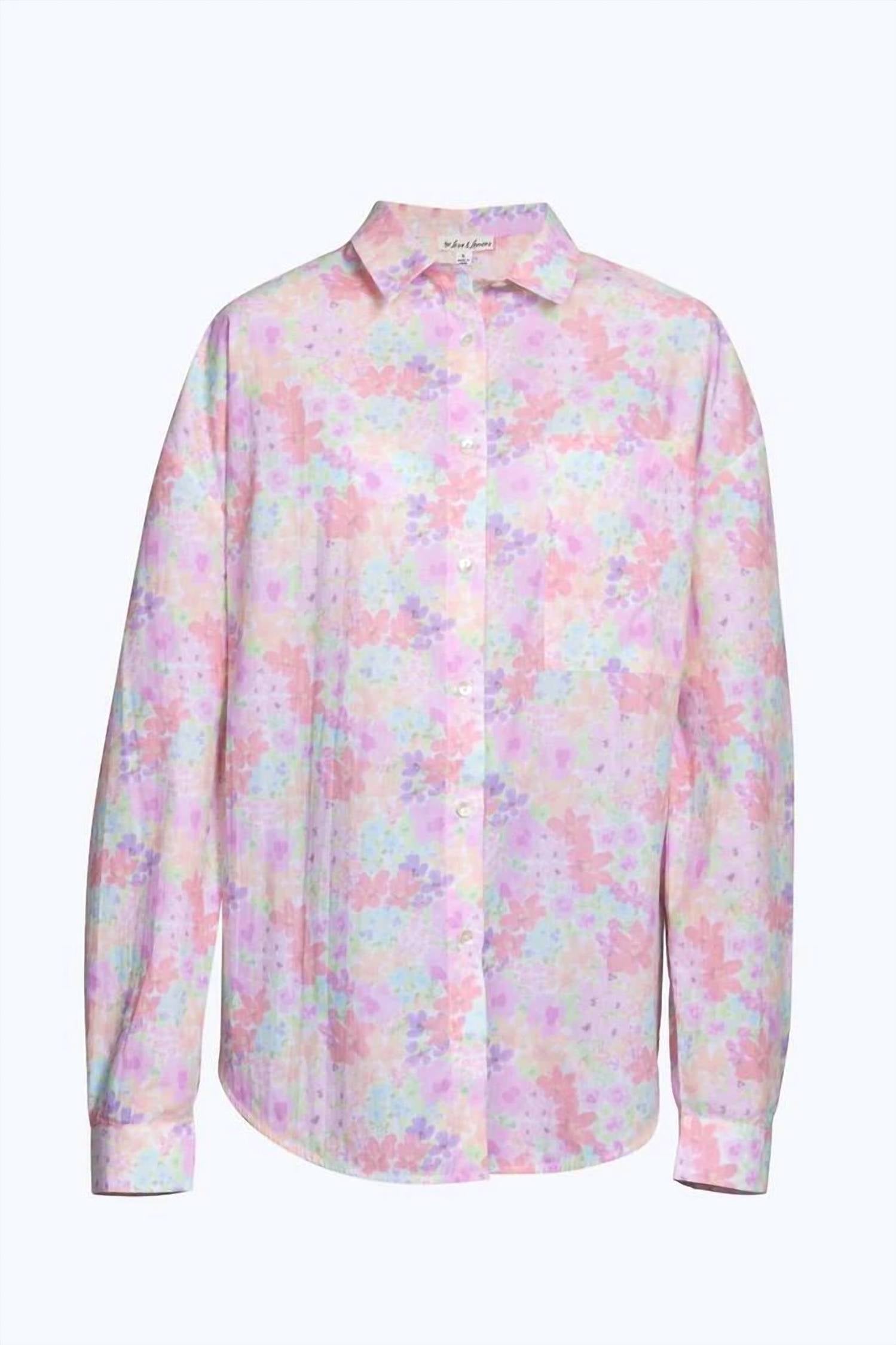 for Love & Lemons Kennedy Button Up Top in pink - women's shirt - view 4