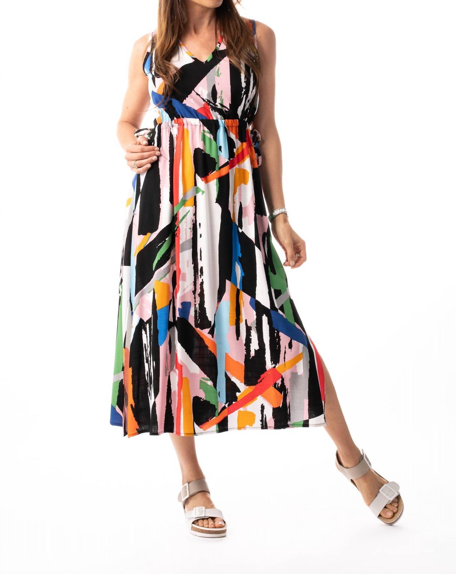 Pure Essence - Abstract Lines Empire Dress