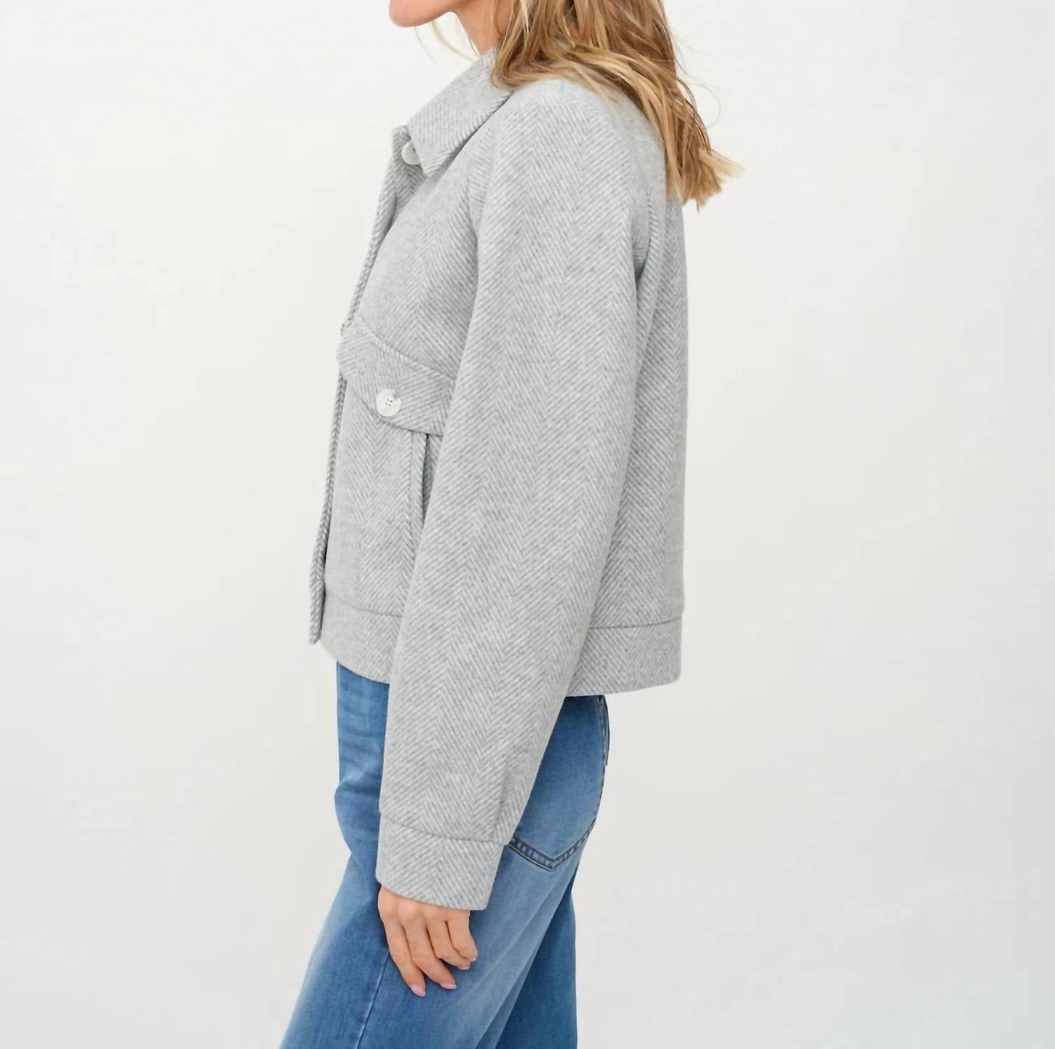SIX/FIFTY Katrina Herringbone Jacket in grey 1 - women's jacket - alternate view