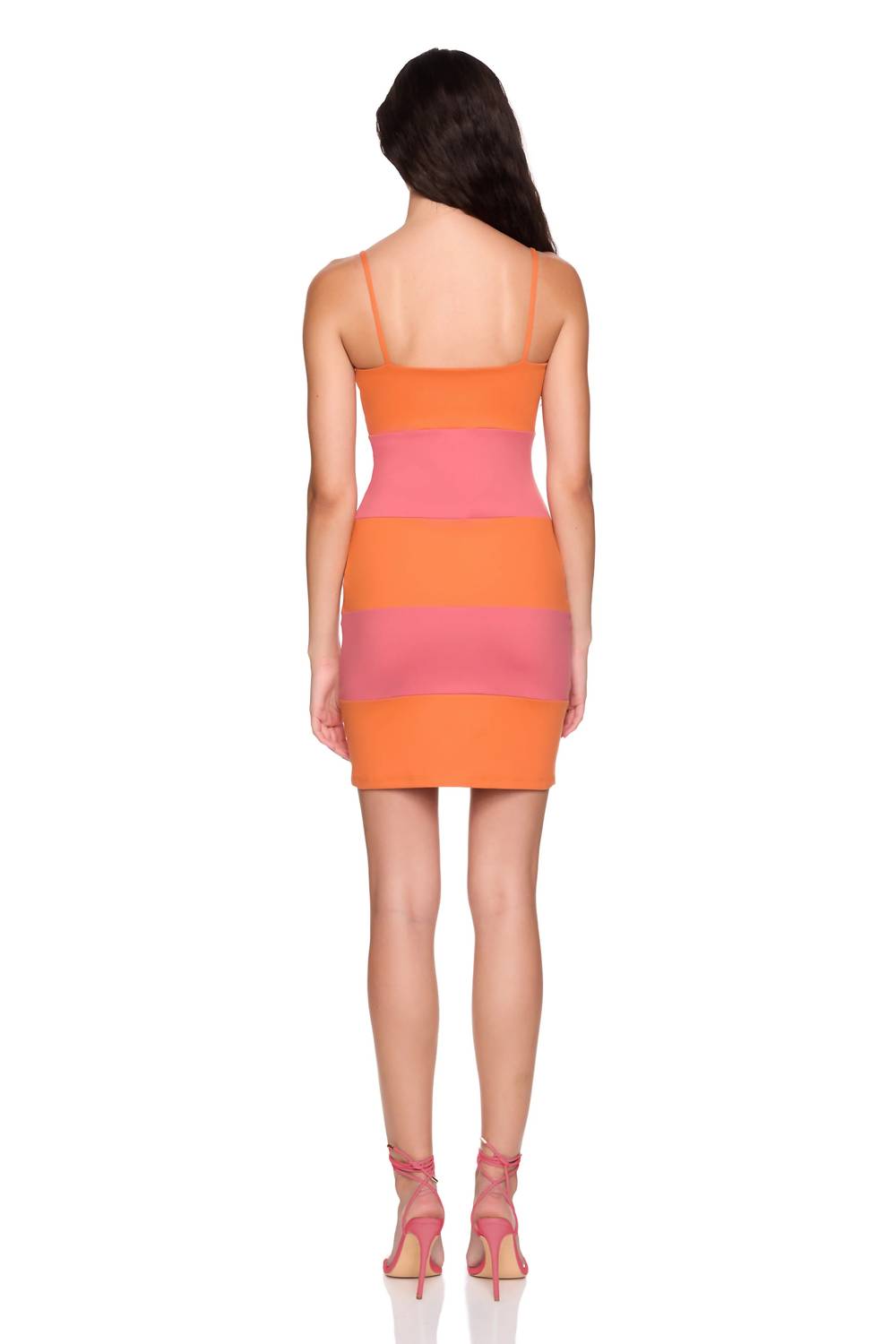 Susana Monaco String Colorblock Dress in apricot rosa - women's dress - detail view