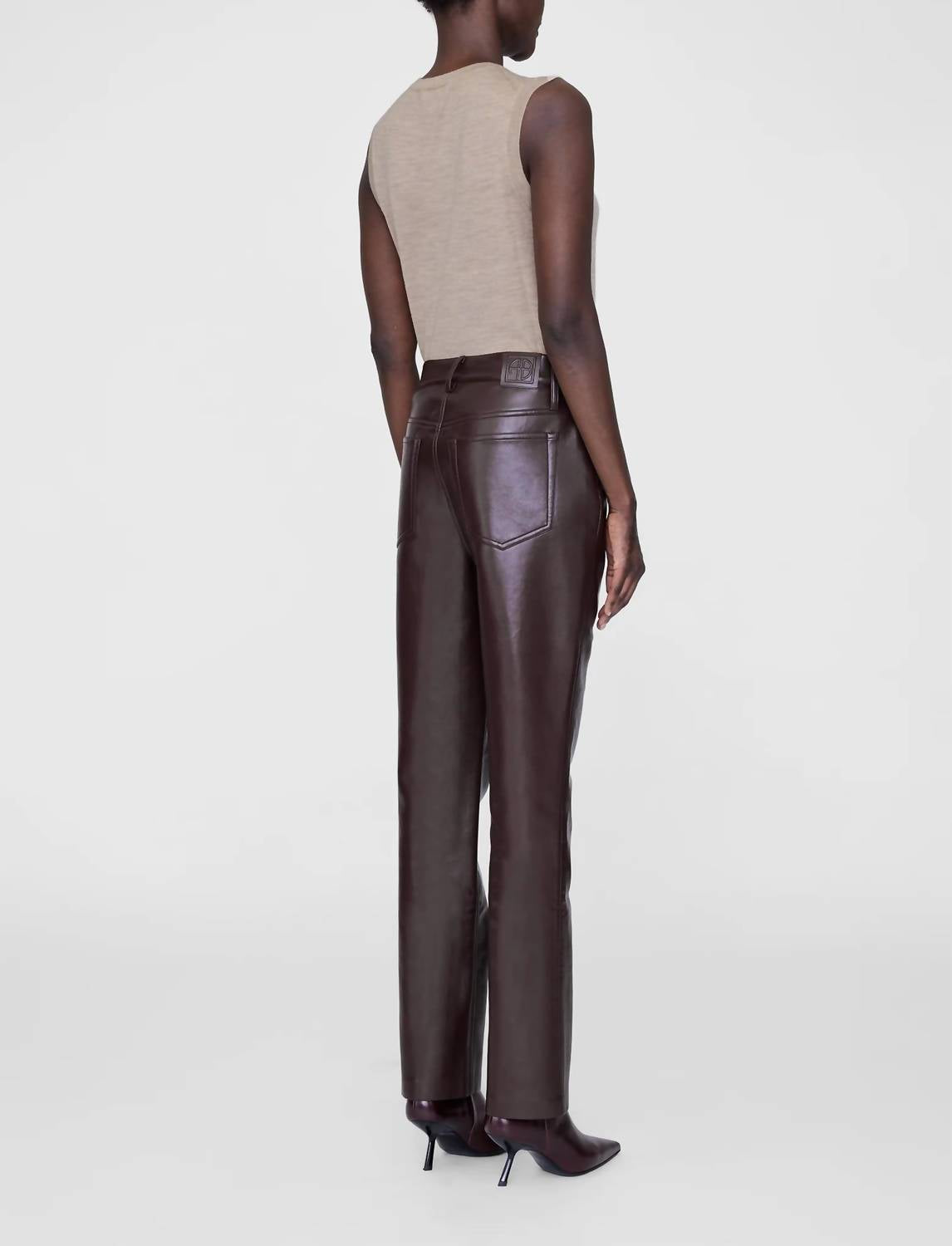 ANINE BING Moni Crop Tank in stone melange - women's shirt - detail view