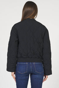 DEAR JOHN DENIM Maverick Quilted Bomber Jacket in black - women's jacket - detail view
