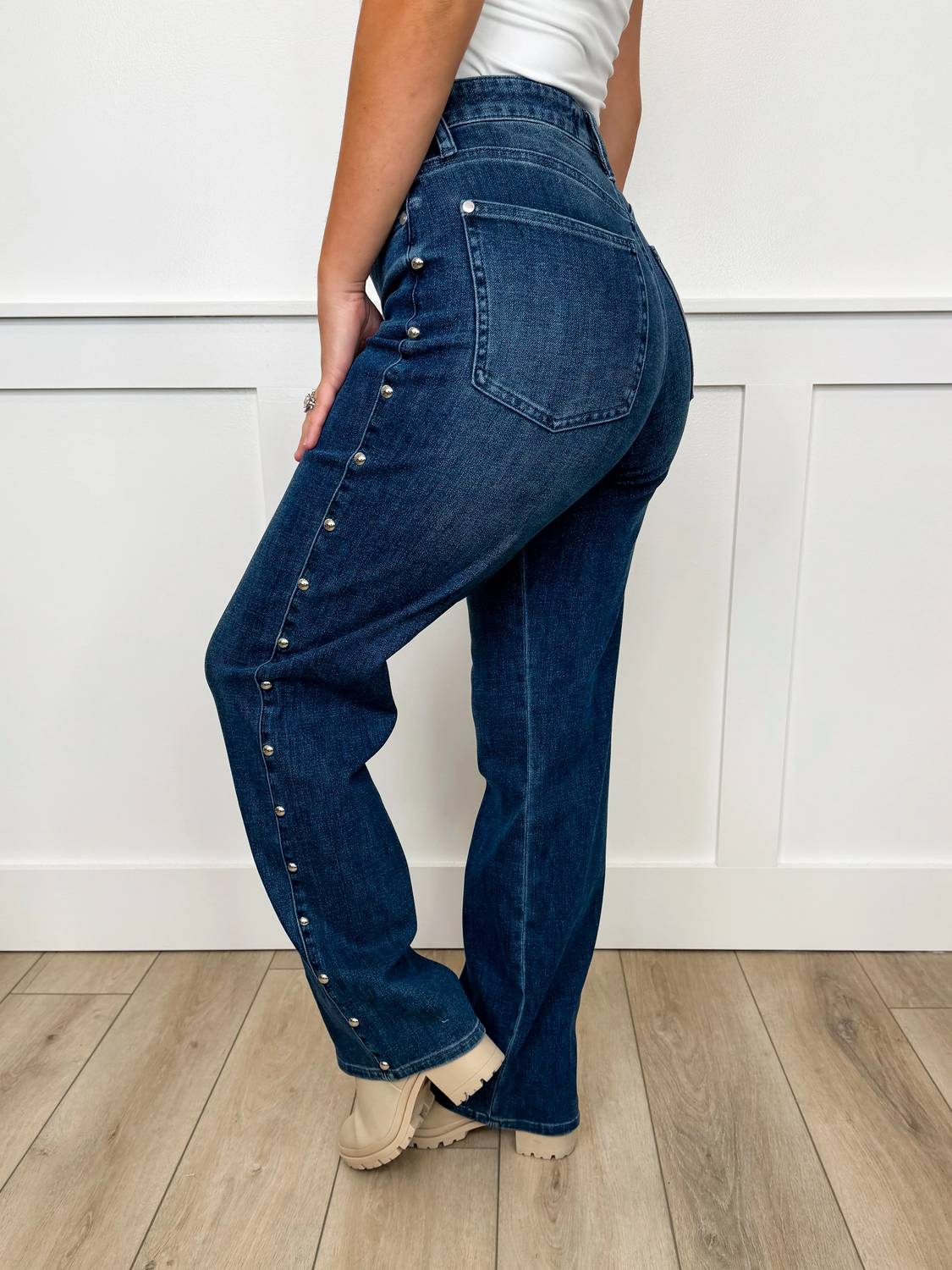 Judy Blue - Sophia High-rise Embellished Straight Leg Jeans