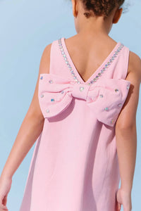 Lola + The Boys - Crystal Heart Denim Bow Dress