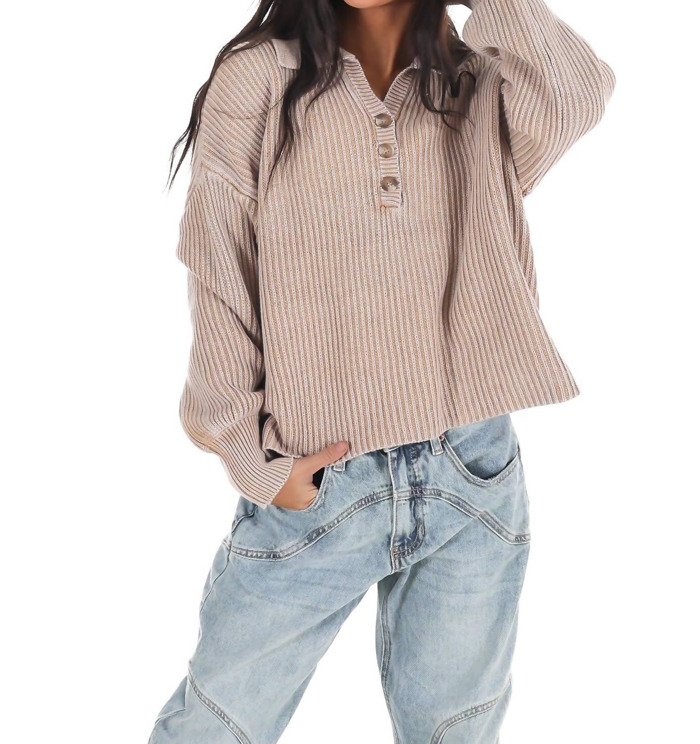 Zenana - Always on Point Collared Sweater