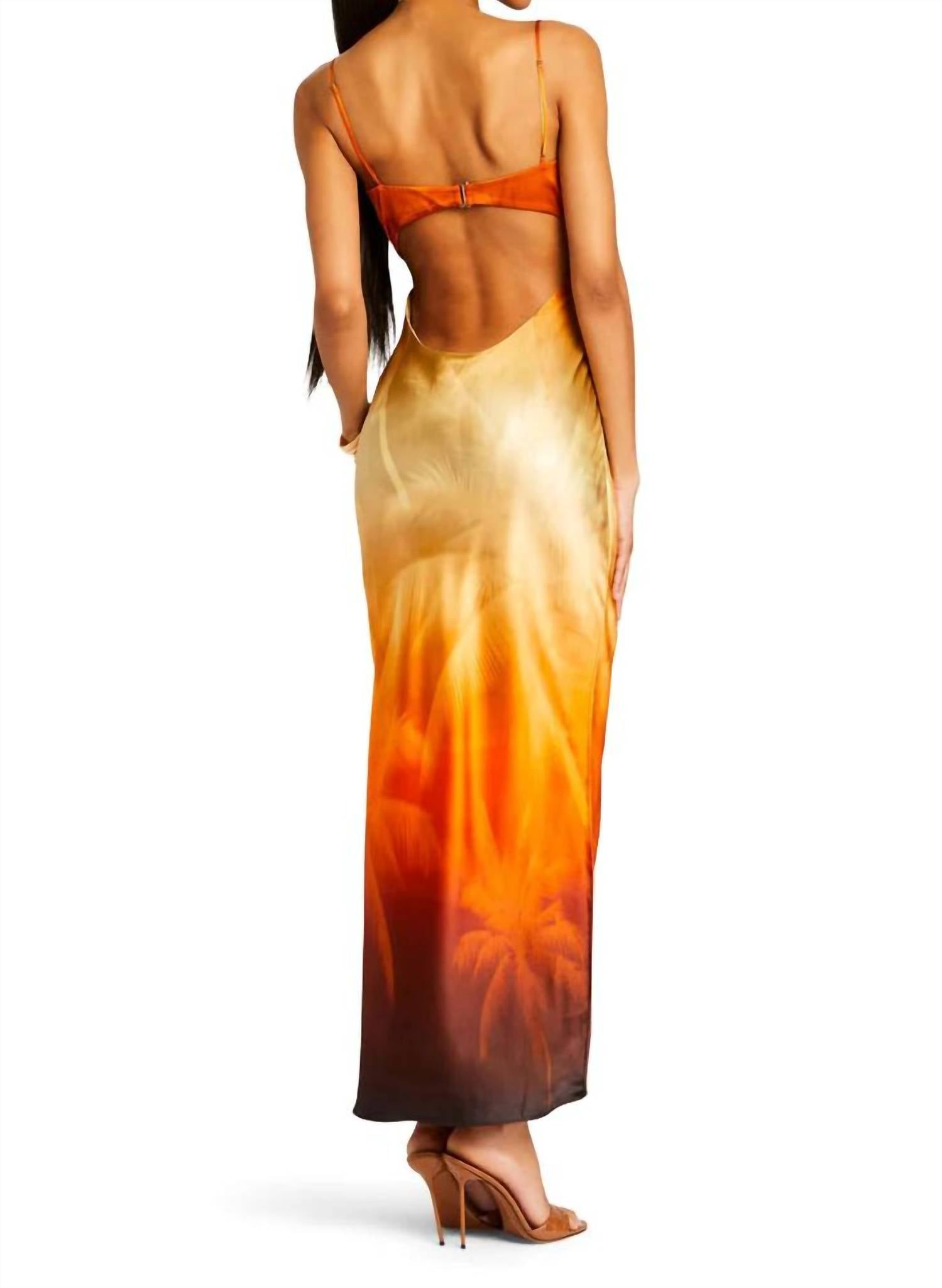 SER.O.YA Kayla Silk Dress in sunset palm - women's dress - detail view